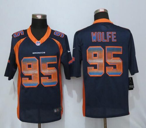  Broncos #95 Derek Wolfe Navy Blue Alternate Men's Stitched NFL Limited Strobe Jersey